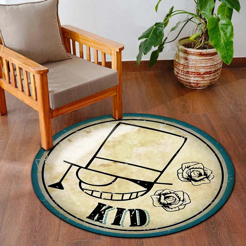 Kaito Kid Round Rug | Detective Conan Phantom Thief Anime Floor Mat | Anti-Slip 3 mm Absorbent Circle Rug for Bedroom, Gaming Room & Anime Fans
