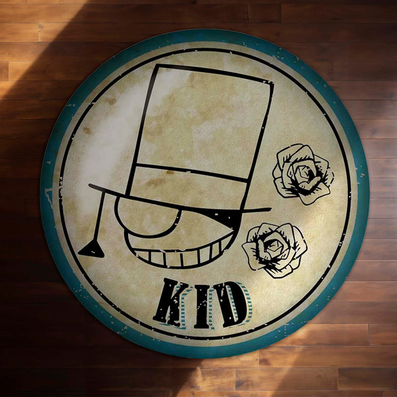Kaito Kid Round Rug | Detective Conan Phantom Thief Anime Floor Mat | Anti-Slip 3 mm Absorbent Circle Rug for Bedroom, Gaming Room & Anime Fans