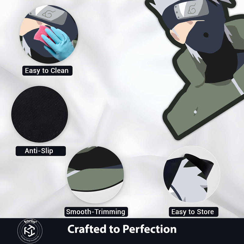 Kakashi Inspired Anime Floor Mat (3 mm Thick) | Calm Ninja Art Design for Bedroom, Gaming Room & Otaku Decor