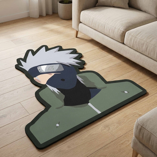 Kakashi Inspired Anime Floor Mat (3 mm Thick) | Calm Ninja Art Design for Bedroom, Gaming Room & Otaku Decor