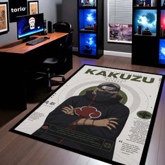 Naruto Kakuzu Anime Character Flat Rug | Akatsuki Kakuzu Art Flat Rug | Premium Anime Gaming Room Floor Decor