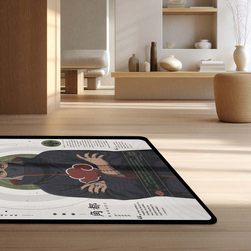 Naruto Kakuzu Anime Character Flat Rug | Akatsuki Kakuzu Art Flat Rug | Premium Anime Gaming Room Floor Decor