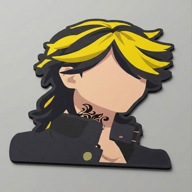 Kazutora Hanemiya Fierce Look Floor Mat (3 mm Thick) | Tokyo Revengers Anime Cut-Out Rug for Bedroom, Gaming Room & Otaku Home Decor