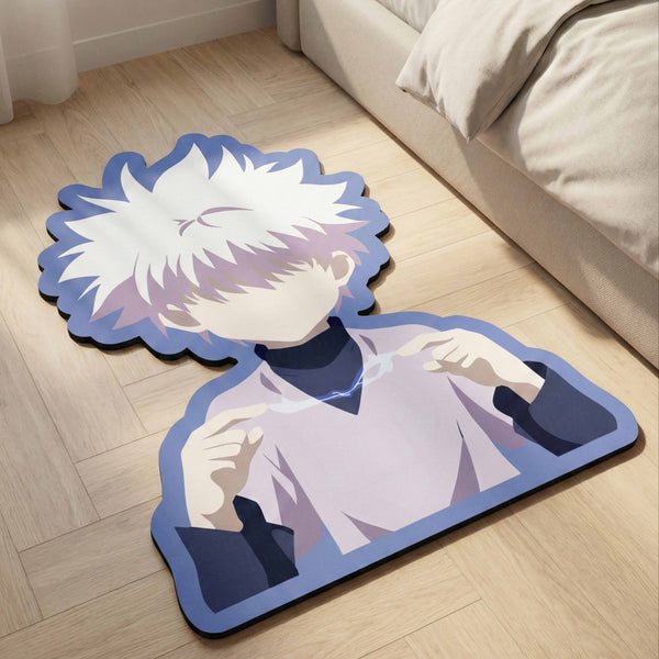 Killua Inspired Anime Floor Mat (3 mm Thick) | Lightning Assassin Art for Bedroom, Gaming Room & Otaku Decor