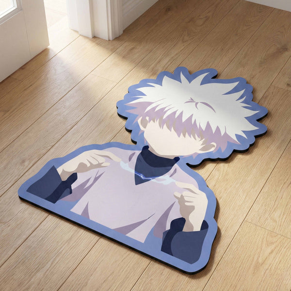 Killua Inspired Anime Floor Mat (3 mm Thick) | Lightning Assassin Art for Bedroom, Gaming Room & Otaku Decor