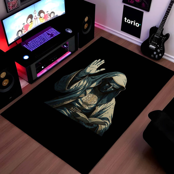 King Baldwin IV Area Rug | Crusader King Inspired Medieval Floor Mat | Dark Knight Warrior Gaming Rug for Bedroom, Living Room & Historical Decor