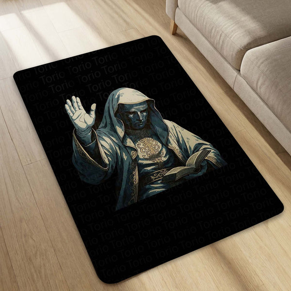 King Baldwin IV Area Rug | Crusader King Inspired Medieval Floor Mat | Dark Knight Warrior Gaming Rug for Bedroom, Living Room & Historical Decor
