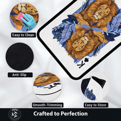 Lion King Playing Card Area Rug | King of Jungle Floor Mat | Royal Lion Carpet for Bedroom, Living Room & Gaming Setup | Anti Slip Washable 3 mm Rug