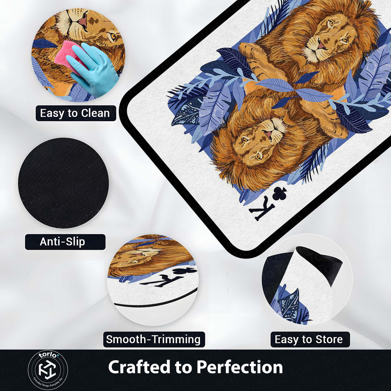 Lion King Playing Card Area Rug | King of Jungle Floor Mat | Royal Lion Carpet for Bedroom, Living Room & Gaming Setup | Anti Slip Washable 3 mm Rug
