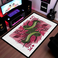 Snake King Playing Card Area Rug | King of Diamonds Snake Floor Mat | Aesthetic Snake Design Rug for Bedroom, Gaming Room & Modern Home Decor