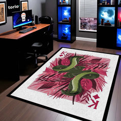 Snake King Playing Card Area Rug | King of Diamonds Snake Floor Mat | Aesthetic Snake Design Rug for Bedroom, Gaming Room & Modern Home Decor