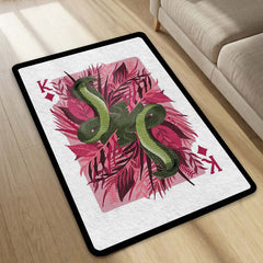 Snake King Playing Card Area Rug | King of Diamonds Snake Floor Mat | Aesthetic Snake Design Rug for Bedroom, Gaming Room & Modern Home Decor
