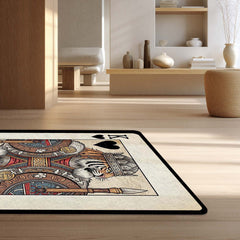 Tiger King Playing Card Area Rug | King of Hearts Tiger Floor Mat | Royal Animal Design Rug for Bedroom, Gaming Room & Luxury Home Decor