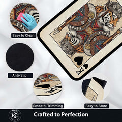 Tiger King Playing Card Area Rug | King of Hearts Tiger Floor Mat | Royal Animal Design Rug for Bedroom, Gaming Room & Luxury Home Decor
