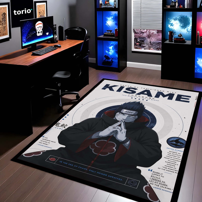 Naruto Kisame Hoshigaki Anime Character Flat Rug | Akatsuki Kisame Art Flat Rug | Premium Anime Gaming Room Floor Decor
