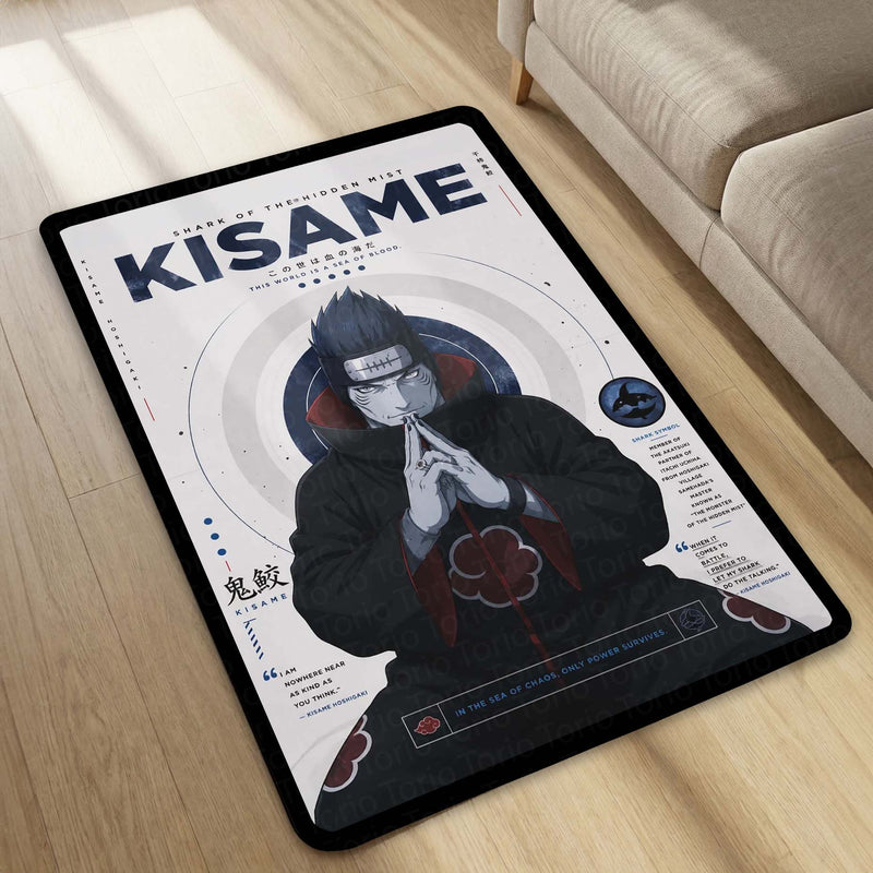 Naruto Kisame Hoshigaki Anime Character Flat Rug | Akatsuki Kisame Art Flat Rug | Premium Anime Gaming Room Floor Decor