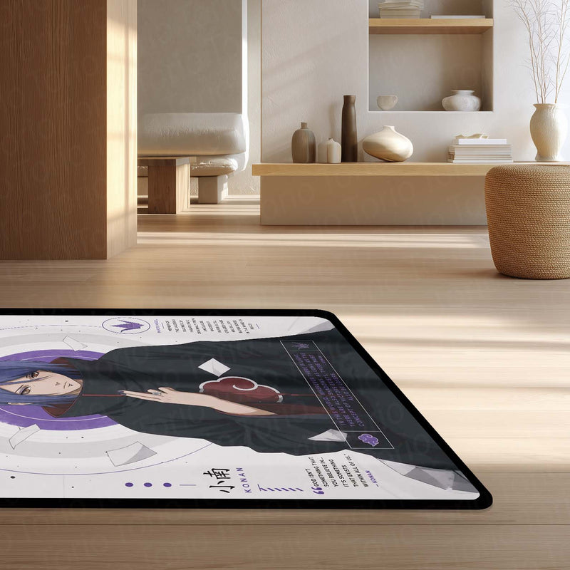 Naruto Konan Anime Character Flat Rug | Akatsuki Konan Art Flat Rug | Premium Anime Gaming Room Floor Decor