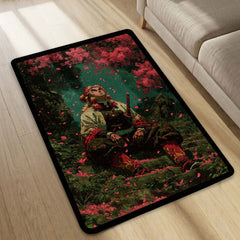 Flame Hashira Anime Area Rug | Fire Sword Warrior Floor Mat | Rengoku Inspired Anime Rug for Bedroom, Gaming Room & Otaku Decor