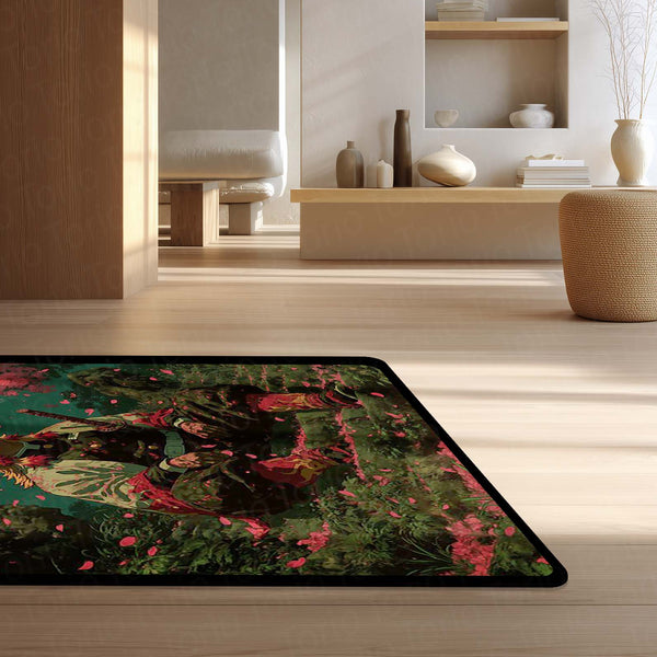 Flame Hashira Anime Area Rug | Fire Sword Warrior Floor Mat | Rengoku Inspired Anime Rug for Bedroom, Gaming Room & Otaku Decor