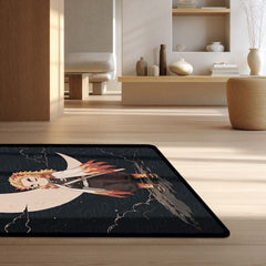 Kyojuro Rengoku Demon Slayer Area Flat Rug | Flame Hashira Moonlit Anime Area Flat Rug | Premium Anime Bedroom & Gaming Room Floor Decor