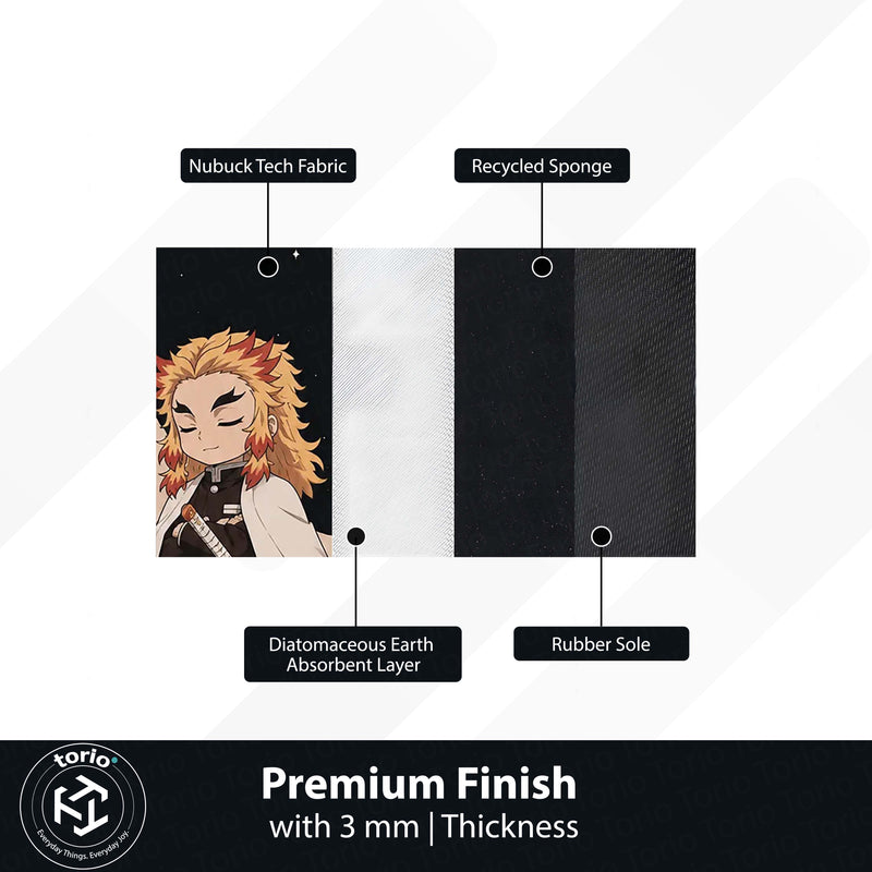 Kyojuro Rengoku Demon Slayer Area Flat Rug | Flame Hashira Moonlit Anime Area Flat Rug | Premium Anime Bedroom & Gaming Room Floor Decor