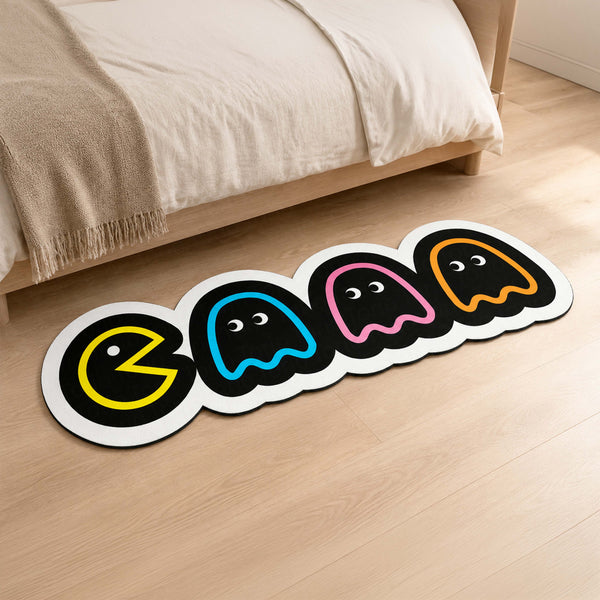Pac-Man Ghosts Retro Gaming Flat Rug | Classic Arcade Die-Cut Flat Rug | Vintage Gamer Room Floor Decor