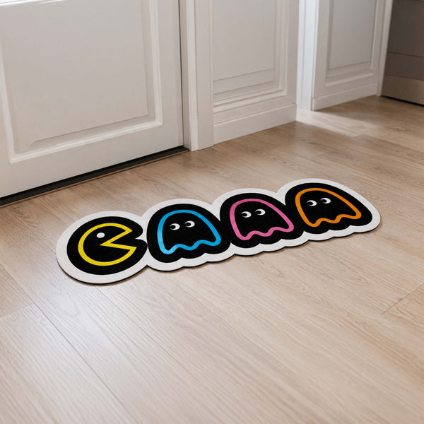 Pac-Man Ghosts Retro Gaming Flat Rug | Classic Arcade Die-Cut Flat Rug | Vintage Gamer Room Floor Decor