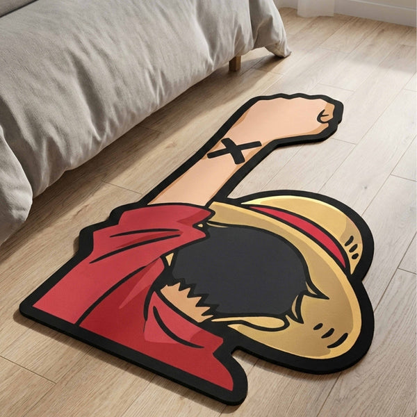 Monkey D. Luffy Gear Pose Floor Mat (3 mm Thick) | One Piece Anime Cut-Out Rug for Bedroom, Gaming Room & Otaku Home Decor