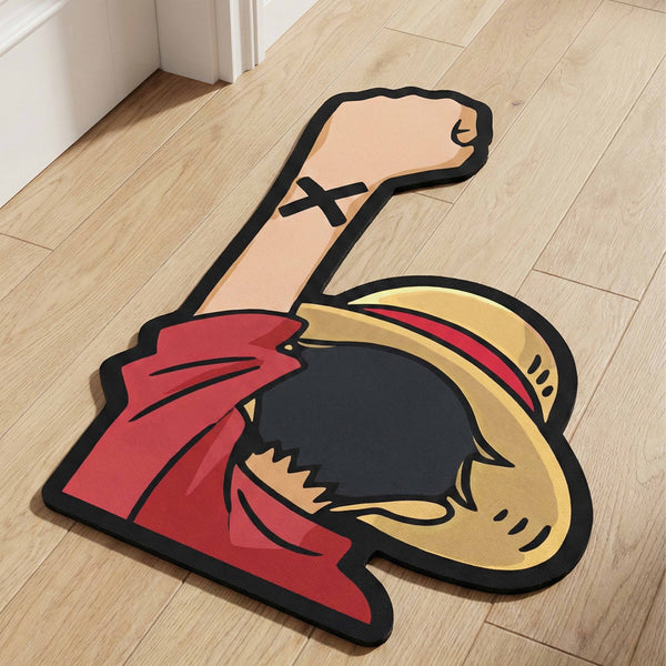 Monkey D. Luffy Gear Pose Floor Mat (3 mm Thick) | One Piece Anime Cut-Out Rug for Bedroom, Gaming Room & Otaku Home Decor