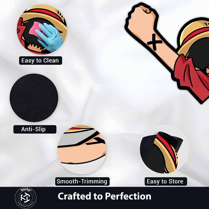 Monkey D. Luffy Gear Pose Floor Mat (3 mm Thick) | One Piece Anime Cut-Out Rug for Bedroom, Gaming Room & Otaku Home Decor