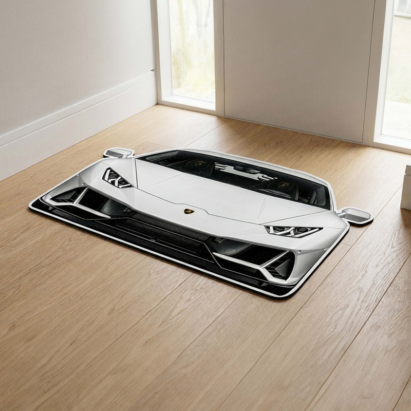 Lamborghini Inspired Floor Mat | Anti-Slip 3mm Absorbent Supercar Design Rug | Easy Clean Waterproof Floor Mat for Home, Office & Garage