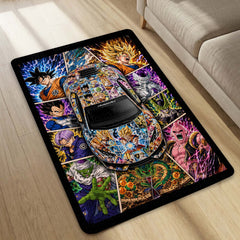 Dragon Ball Z Lamborghini Huracán Anime Area Rug | Goku & Z-Fighters Floor Mat | DBZ Gaming Rug for Bedroom, Gaming Room, Anime Setup & Otaku Decor
