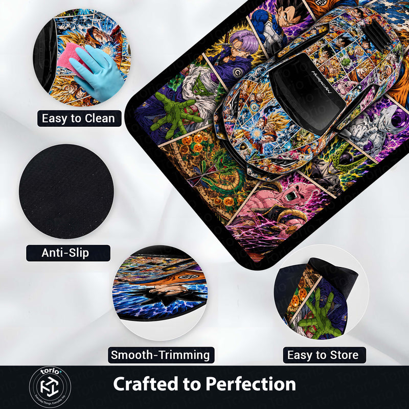 Dragon Ball Z Lamborghini Huracán Anime Area Rug | Goku & Z-Fighters Floor Mat | DBZ Gaming Rug for Bedroom, Gaming Room, Anime Setup & Otaku Decor