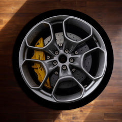 Lamborghini Brake Disc Round Floor Mat (3 mm Thick) | Performance Alloy Wheel Inspired Circular Area Mat for Garage, Gaming Room & Modern Decor 01