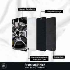 Lamborghini Brake Disc Round Floor Mat (3 mm Thick) | Performance Alloy Wheel Inspired Circular Area Mat for Garage, Gaming Room & Modern Decor 01