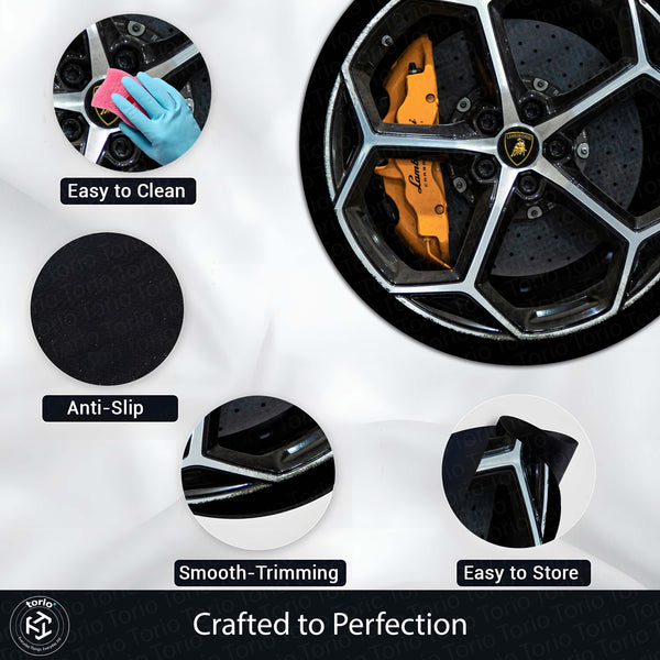 Lamborghini Brake Disc Round Floor Mat (3 mm Thick) | Performance Alloy Wheel Inspired Circular Area Mat for Garage, Gaming Room & Modern Decor