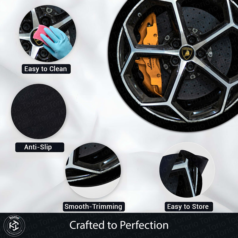 Lamborghini Brake Disc Round Floor Mat (3 mm Thick) | Performance Alloy Wheel Inspired Circular Area Mat for Garage, Gaming Room & Modern Decor