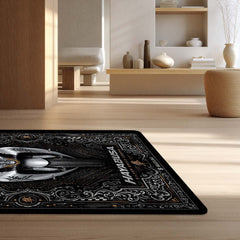 Suzuki Hayabusa Ornate Area Flat Rug | Luxury Superbike Persian Style Rug for Living Room, Gaming Room & Motorcycle Decor