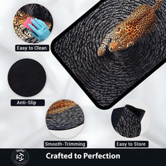 Leopard Swirl Illusion Area Rug | 3D Optical Pattern Animal Floor Mat | Modern Aesthetic Rug for Bedroom, Living Room & Gaming Setup | Anti-Slip 3 mm Washable Floor Mat