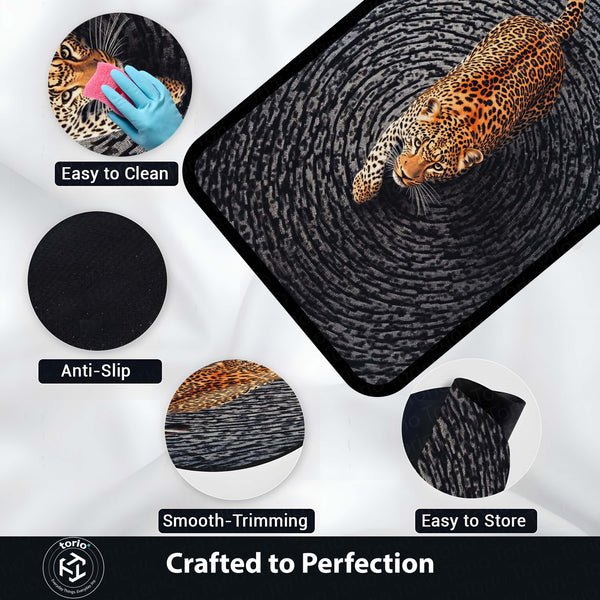 Leopard Swirl Illusion Area Rug | 3D Optical Pattern Animal Floor Mat | Modern Aesthetic Rug for Bedroom, Living Room & Gaming Setup | Anti-Slip 3 mm Washable Floor Mat