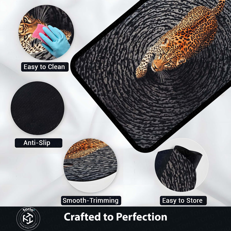Leopard Swirl Illusion Area Rug | 3D Optical Pattern Animal Floor Mat | Modern Aesthetic Rug for Bedroom, Living Room & Gaming Setup | Anti-Slip 3 mm Washable Floor Mat