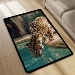 Leopard Luxury Aesthetic Area Rug | Wild Animal Print Floor Mat | Premium Modern Rug for Bedroom, Living Room & Gaming Setup | Anti-Slip 3 mm Washable Floor Mat
