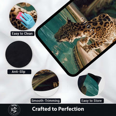 Leopard Luxury Aesthetic Area Rug | Wild Animal Print Floor Mat | Premium Modern Rug for Bedroom, Living Room & Gaming Setup | Anti-Slip 3 mm Washable Floor Mat
