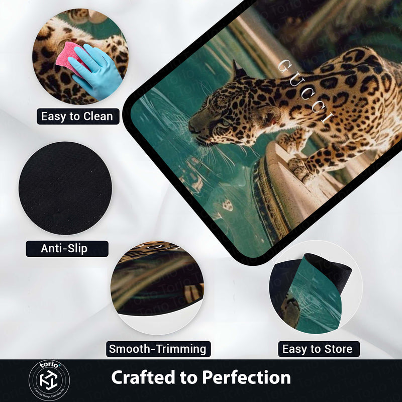 Leopard Luxury Aesthetic Area Rug | Wild Animal Print Floor Mat | Premium Modern Rug for Bedroom, Living Room & Gaming Setup | Anti-Slip 3 mm Washable Floor Mat