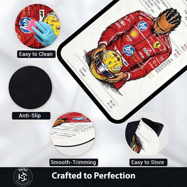 Lewis Hamilton F1 Legend Area Rug | Racing Champion Floor Mat | Motorsport Decor Rug for Gaming Room, Bedroom & Fan Cave