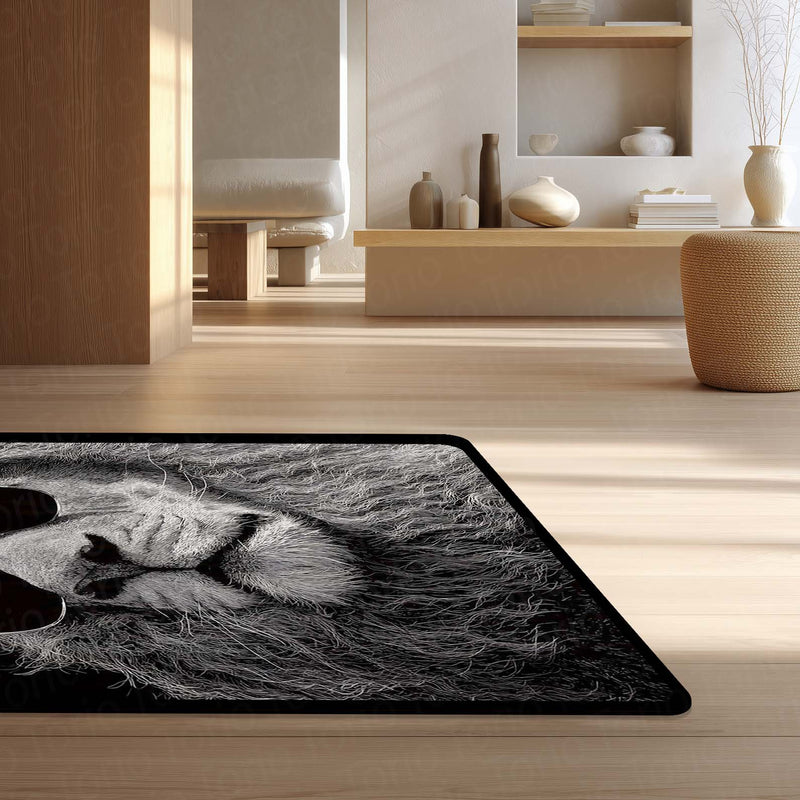 Cool Lion Sunglasses Area Rug | Stylish Animal Floor Mat | Modern Aesthetic Rug for Bedroom, Living Room & Gaming Setup | Anti-Slip 3 mm Washable Floor Mat