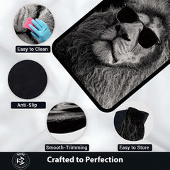 Cool Lion Sunglasses Area Rug | Stylish Animal Floor Mat | Modern Aesthetic Rug for Bedroom, Living Room & Gaming Setup | Anti-Slip 3 mm Washable Floor Mat