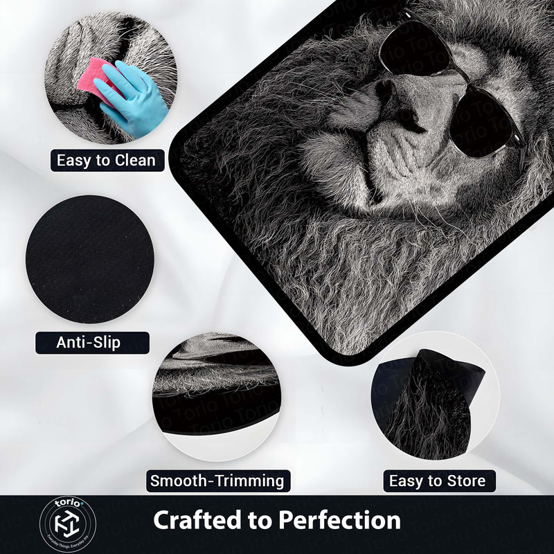 Cool Lion Sunglasses Area Rug | Stylish Animal Floor Mat | Modern Aesthetic Rug for Bedroom, Living Room & Gaming Setup | Anti-Slip 3 mm Washable Floor Mat