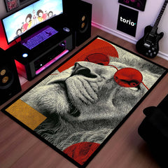 Lion Red Sunglasses Area Rug | Modern Artistic Animal Floor Mat | Aesthetic Statement Rug for Bedroom, Living Room & Gaming Setup | Anti-Slip 3 mm Washable Floor Mat