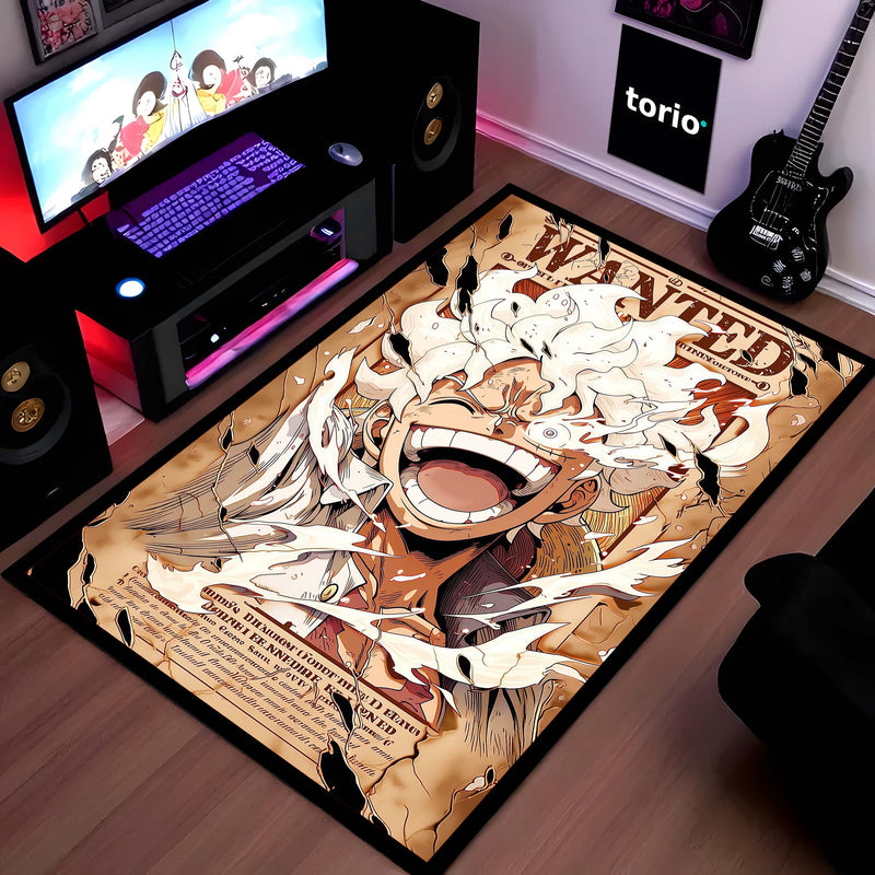 Monkey D. Luffy Gear 5 Wanted Poster Area Flat Rug | One Piece Gear Fifth Anime Flat Rug